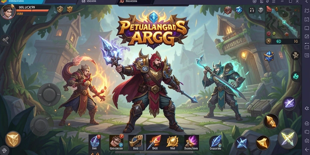 Tampilan karakter dan pertempuran dalam game ARPG 99LUCK99.