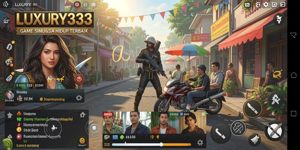 Tangkapan layar gameplay <strong>LUXURY333</strong> menampilkan interaksi sosial dan pembangunan karakter.