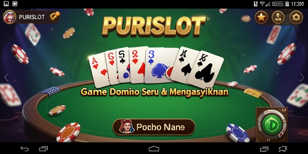 Tampilan gameplay PURISLOT dengan keseruan bermain domino.