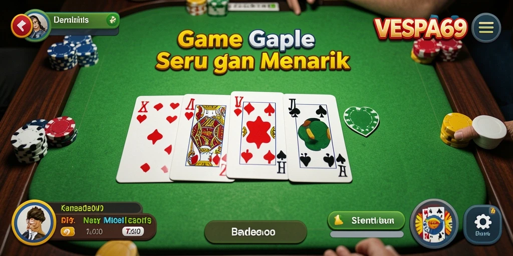 Screenshot VESPA69 menampilkan aksi seru permainan Gaple.