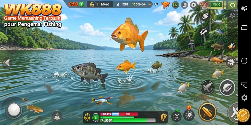 Tampilan gameplay WK888 yang menarik dan realistis dalam memancing.