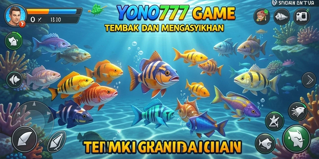 Screenshot gameplay YONO777 menampilkan aksi menangkap ikan yang seru.